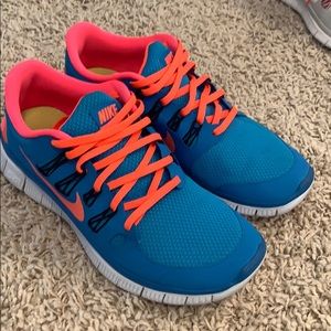 Men’s Nike Free Run 5.0+ Sz 10.5 Blue Atomic Red